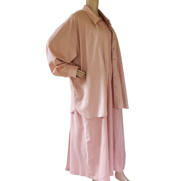 NEWPORT NEWS 2 Pc Jumper Dress Shacket Set Women's Plus 2X 20W Mauve/Light Brown - Picture 1 of 14